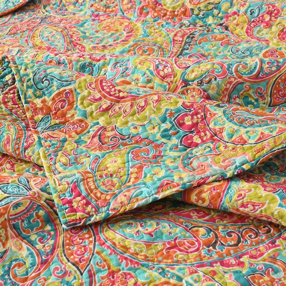 ست روتختی پنبه ای ENASAL، ست لحاف روتختی دو رو، لحاف طرح گلدار پیزلی (زیبا، سایز کوئین)