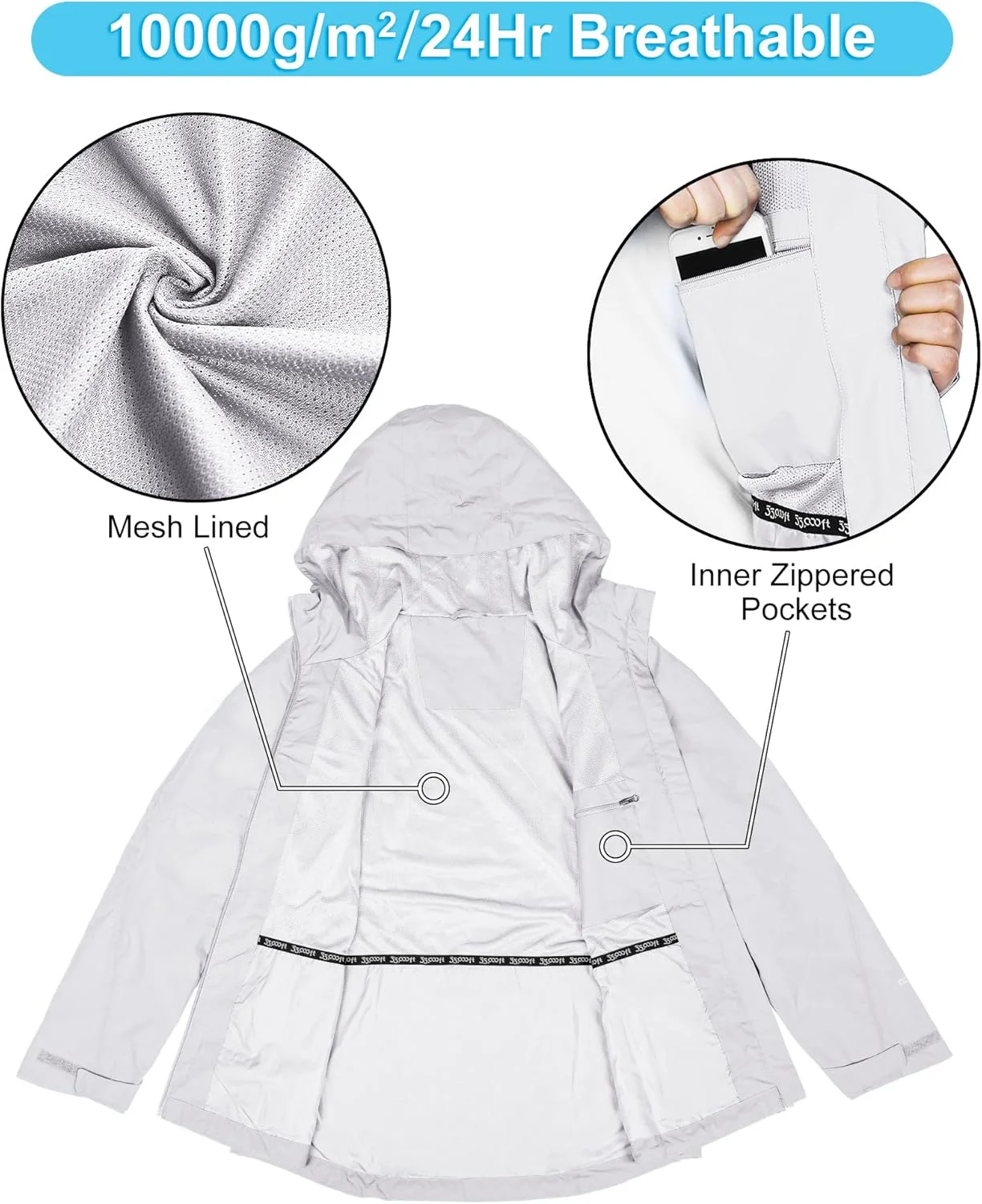 کاپشن بارانی زنانه 33000ft، سبک وزن و ضد آب با کلاه، مناسب دوچرخه سواری و بادگیر کاپشن بارانی زنانه 33000ft، سبک وزن و ضد آب با کلاه، مناسب دوچرخه سواری و بادگیر