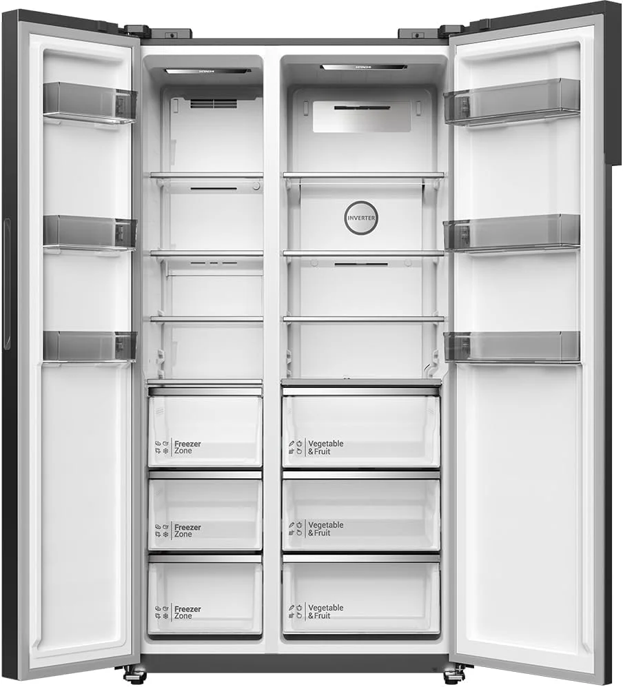 یخچال ساید بای ساید دو درب هیتاچی با ظرفیت ناخالص 680 لیتر و خالص 525 لیتر، 10 سال گارانتی کمپرسور اینورتر، سیستم خنک کننده دوگانه فن، انجماد سریع، کنترلر لمسی آینه ای - صرفه جویی در انرژی - اینوکس تیره - HRSN9552DDXAE یخچال ساید بای ساید دو درب هیتاچی با ظرفیت ناخالص 680 لیتر و خالص 525 لیتر، 10 سال گارانتی کمپرسور اینورتر، سیستم خنک کننده دوگانه فن، انجماد سریع، کنترلر لمسی آینه ای - صرفه جویی در انرژی - اینوکس تیره - HRSN9552DDXAE