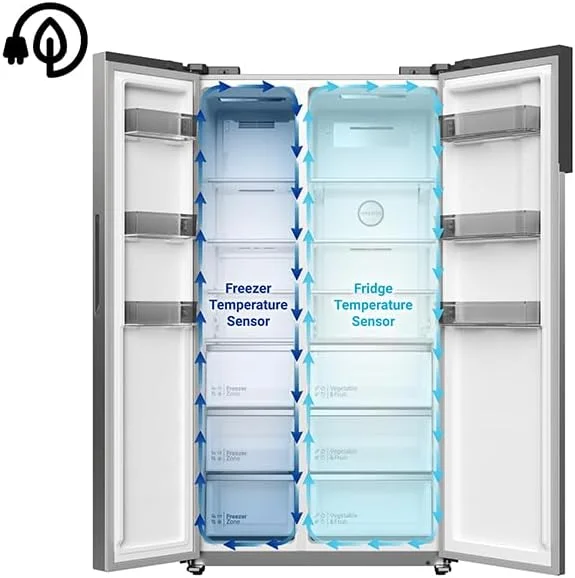 یخچال ساید بای ساید دو درب هیتاچی با ظرفیت ناخالص 680 لیتر و خالص 525 لیتر، 10 سال گارانتی کمپرسور اینورتر، سیستم خنک کننده دوگانه فن، انجماد سریع، کنترلر لمسی آینه ای - صرفه جویی در انرژی - اینوکس تیره - HRSN9552DDXAE یخچال ساید بای ساید دو درب هیتاچی با ظرفیت ناخالص 680 لیتر و خالص 525 لیتر، 10 سال گارانتی کمپرسور اینورتر، سیستم خنک کننده دوگانه فن، انجماد سریع، کنترلر لمسی آینه ای - صرفه جویی در انرژی - اینوکس تیره - HRSN9552DDXAE