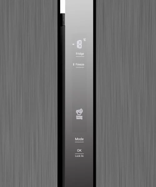 یخچال ساید بای ساید دو درب هیتاچی با ظرفیت ناخالص 680 لیتر و خالص 525 لیتر، 10 سال گارانتی کمپرسور اینورتر، سیستم خنک کننده دوگانه فن، انجماد سریع، کنترلر لمسی آینه ای - صرفه جویی در انرژی - اینوکس تیره - HRSN9552DDXAE یخچال ساید بای ساید دو درب هیتاچی با ظرفیت ناخالص 680 لیتر و خالص 525 لیتر، 10 سال گارانتی کمپرسور اینورتر، سیستم خنک کننده دوگانه فن، انجماد سریع، کنترلر لمسی آینه ای - صرفه جویی در انرژی - اینوکس تیره - HRSN9552DDXAE