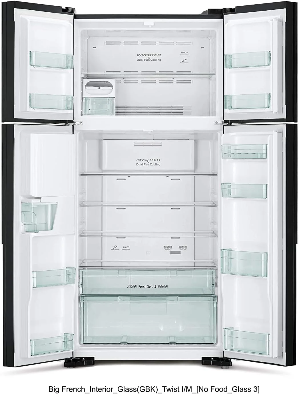 یخچال ساید بای ساید 4 درب هیتاچی مدل RW760PUK7GBK با ظرفیت ناخالص 760 لیتر، 10 سال گارانتی کمپرسور اینورتر، درب فرانسوی، بدون برفک، سیستم خنک کننده دوگانه، یخساز متحرک چرخشی، شیشه مشکی یخچال ساید بای ساید 4 درب هیتاچی مدل RW760PUK7GBK با ظرفیت ناخالص 760 لیتر، 10 سال گارانتی کمپرسور اینورتر، درب فرانسوی، بدون برفک، سیستم خنک کننده دوگانه، یخساز متحرک چرخشی، شیشه مشکی