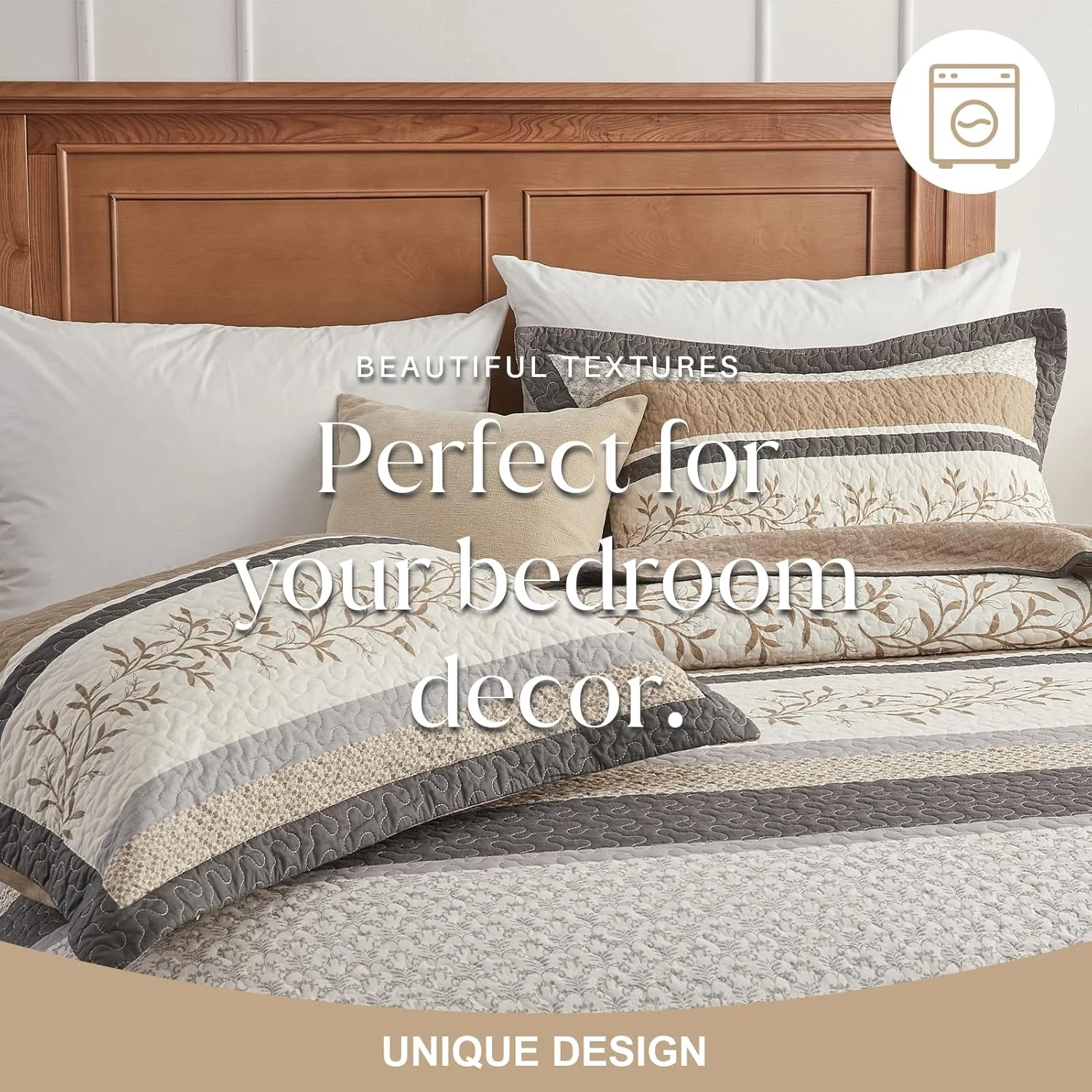 روتختی کینگ سایز بزرگ FineStichery ابعاد 305x305 سانتی متر، لحاف بسیار بزرگ 100% پنبه، طرح گیاهی مزرعه، ست روتختی دو رو و سبک وزن به همراه 2 روبالشی، خاکی/بژ روتختی کینگ سایز بزرگ FineStichery ابعاد 305x305 سانتی متر، لحاف بسیار بزرگ 100% پنبه، طرح گیاهی مزرعه، ست روتختی دو رو و سبک وزن به همراه 2 روبالشی، خاکی/بژ