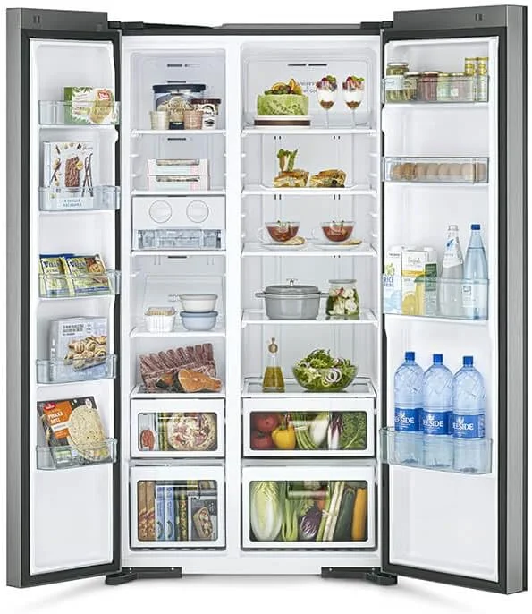 یخچال ساید بای ساید هیتاچی 700 لیتری مدل RS700PUK0GBS، 10 سال گارانتی کمپرسور اینورتر، یخچال بدون برفک، سیستم خنک کننده دوگانه فن - انجماد سریع - پنل LED - یخ ساز آسان چرخشی، نقره ای شیشه ای یخچال ساید بای ساید هیتاچی 700 لیتری مدل RS700PUK0GBS، 10 سال گارانتی کمپرسور اینورتر، یخچال بدون برفک، سیستم خنک کننده دوگانه فن - انجماد سریع - پنل LED - یخ ساز آسان چرخشی، نقره ای شیشه ای