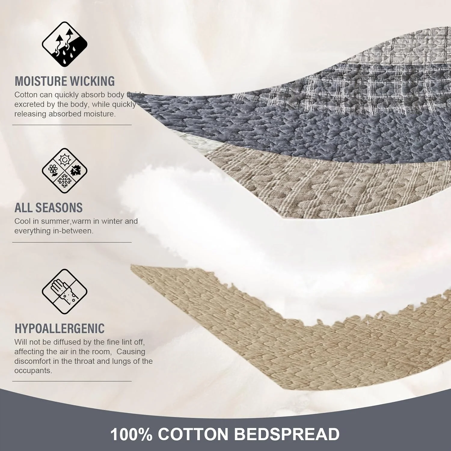 FineStichery 100% Cotton Queen Bedspread 120"x102", Oversized Quilt Bedspread Coverlet Set, Farmhouse Striped Pattern, Reversible Quilted Bedding Set, 3 Pieces, Gray/Brown/Beige/Dark Navy FineStichery 100% Cotton Queen Bedspread 120"x102", Oversized Quilt Bedspread Coverlet Set, Farmhouse Striped Pattern, Reversible Quilted Bedding Set, 3 Pieces, Gray/Brown/Beige/Dark Navy