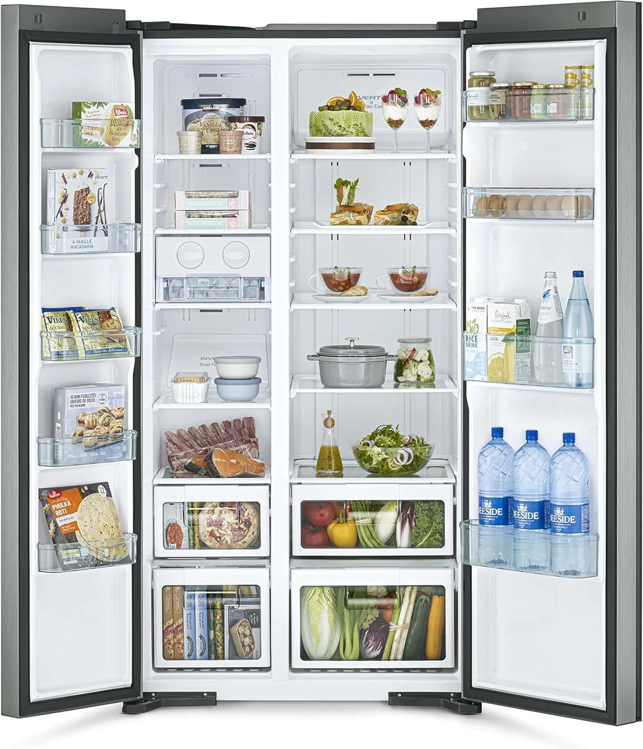 یخچال ساید بای ساید دو درب هیتاچی 700 لیتری بدون برفک مدل RS700PUK04GBK، 10 سال گارانتی کمپرسور اینورتر، سیستم خنک کننده دوگانه، پنل کنترل LED، یخ ساز چرخشی، آلارم درب، شیشه مشکی یخچال ساید بای ساید دو درب هیتاچی 700 لیتری بدون برفک مدل RS700PUK04GBK، 10 سال گارانتی کمپرسور اینورتر، سیستم خنک کننده دوگانه، پنل کنترل LED، یخ ساز چرخشی، آلارم درب، شیشه مشکی