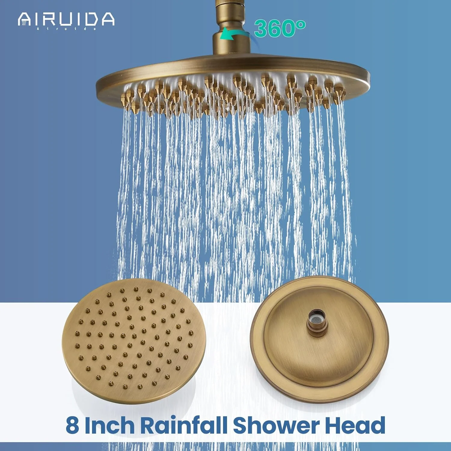 ست شیر دوش روکار برنجی عتیقه Airuida، شیرآلات دوش تک دستگیره، سر دوش بارانی 8 اینچی، شیر دوش قابل تنظیم، میله دوش مدرن، مجموعه ترکیبی دو منظوره ست شیر دوش روکار برنجی عتیقه Airuida، شیرآلات دوش تک دستگیره، سر دوش بارانی 8 اینچی، شیر دوش قابل تنظیم، میله دوش مدرن، مجموعه ترکیبی دو منظوره