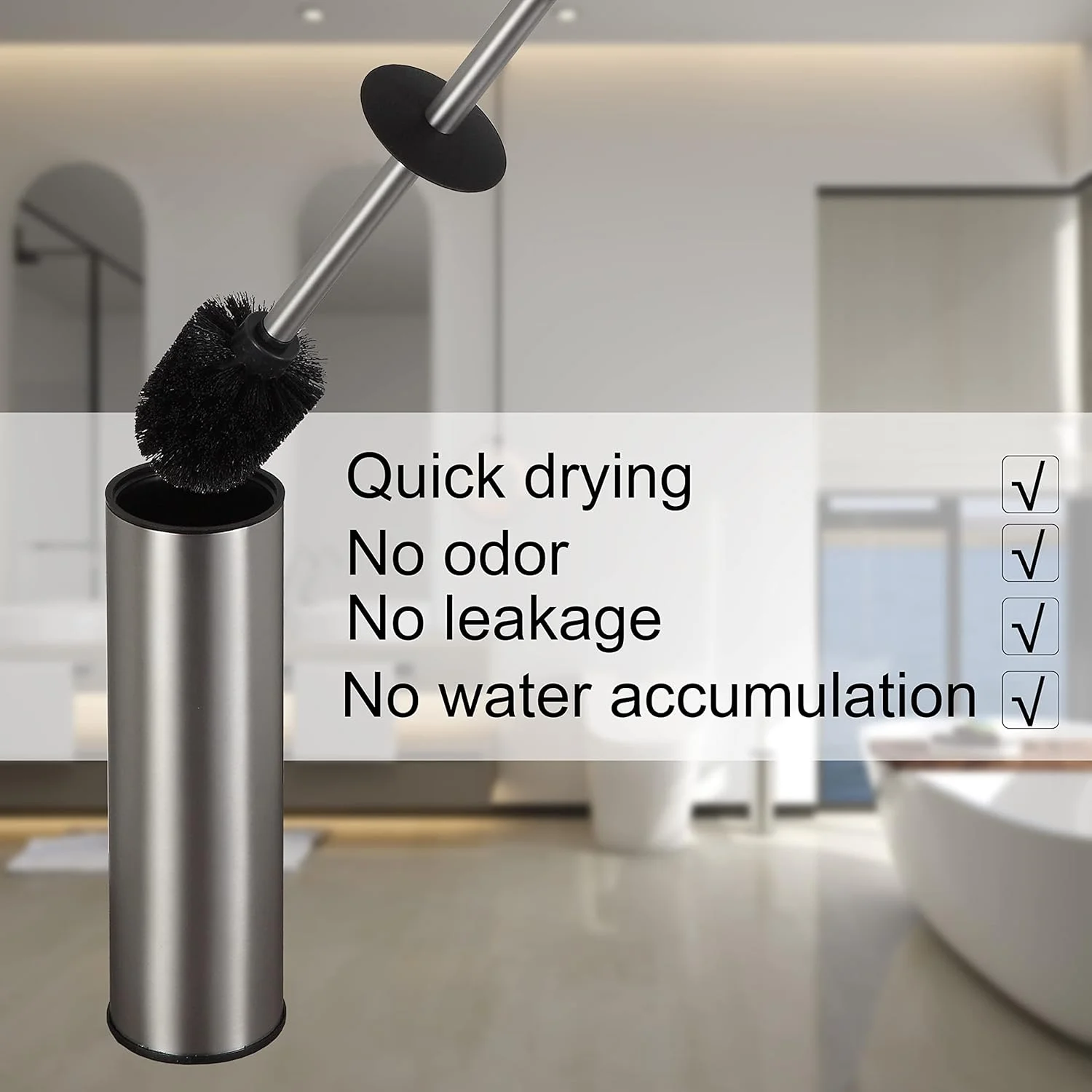 برس توالت و جا برس BGL، برس توالت استیل ضد زنگ برای حمام به همراه جا برس، برس و جا برس کاسه توالت، نیکل برس خورده