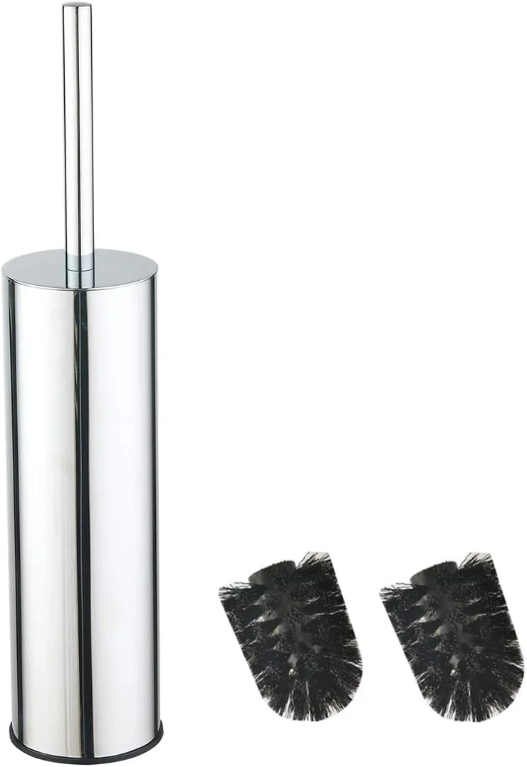 برس توالت استیل ضد زنگ 304 مدل BGL، برس توالت گرد با دسته بلند و پایه سطل کروم