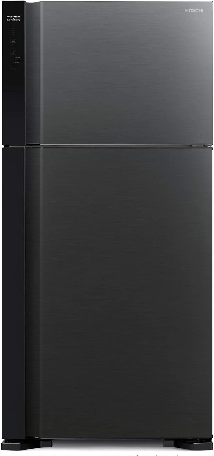 یخچال فریزر دوقلو هیتاچی مدل RV760PUK7K1BBK با ظرفیت ناخالص 760 لیتر و خالص 550 لیتر، دارای کمپرسور اینورتر با فن دوگانه، کنترل لمسی، یخساز متحرک و رنگ مشکی