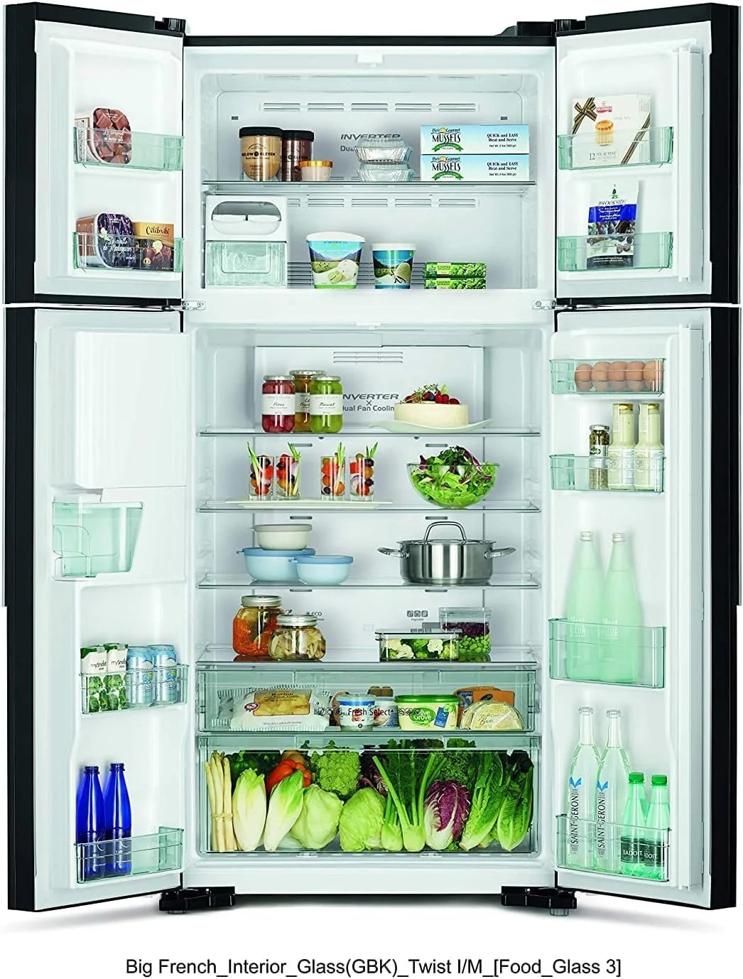 یخچال ساید بای ساید هیتاچی 760 لیتری 4 درب مدل RW760PUK74GBK، درب فرانسوی، بدون برفک، سیستم خنک کننده دوگانه، یخساز متحرک چرخشی، شیشه مشکی یخچال ساید بای ساید هیتاچی 760 لیتری 4 درب مدل RW760PUK74GBK، درب فرانسوی، بدون برفک، سیستم خنک کننده دوگانه، یخساز متحرک چرخشی، شیشه مشکی