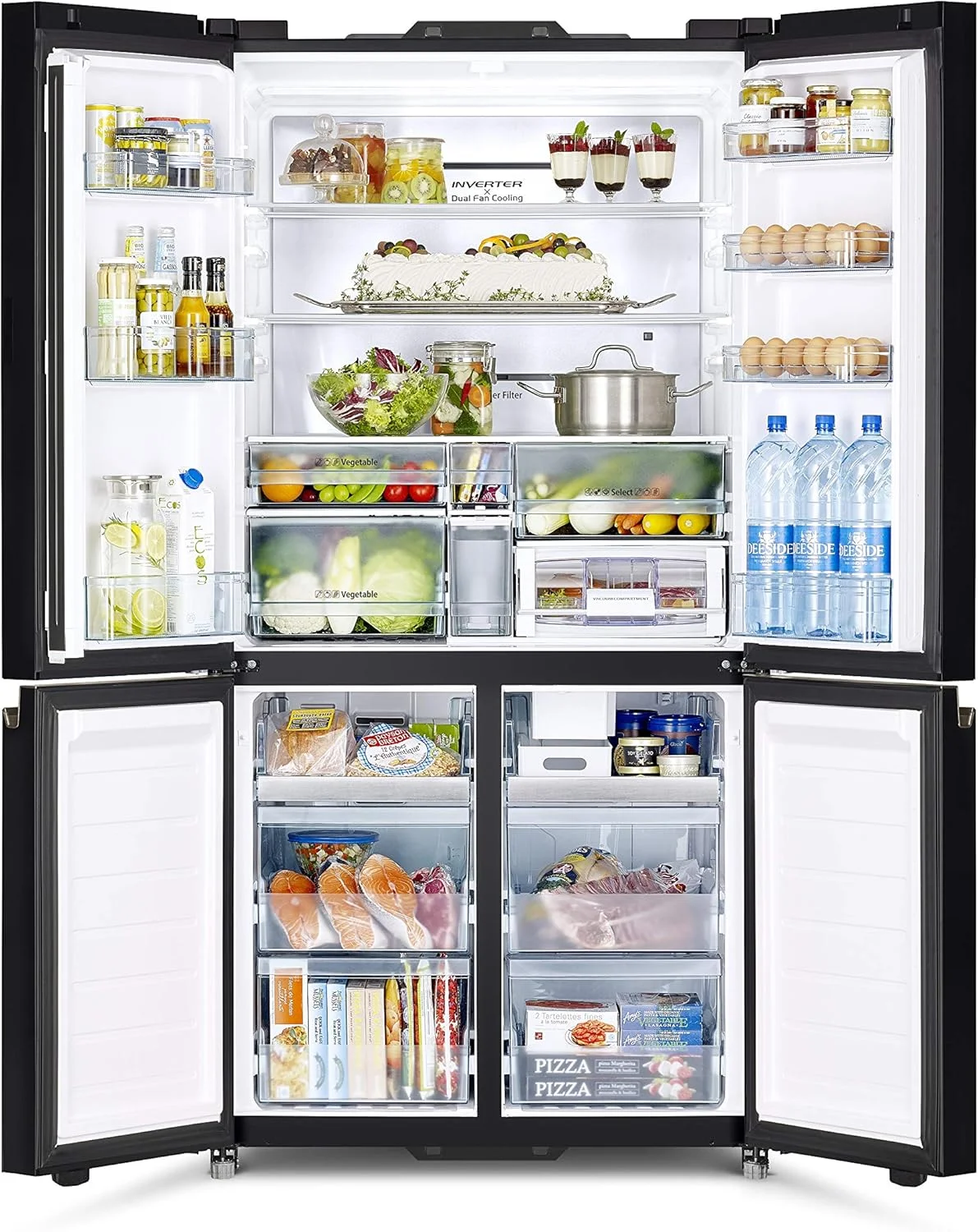 یخچال ساید بای ساید 4 درب هیتاچی 720 لیتر ناخالص، 514 لیتر خالص، یخچال درب فرانسوی، سیستم خنک کننده دوگانه فن، یخ ساز اتوماتیک، شیشه ای یاسی خاکستری - RWB720VUK0GMG یخچال ساید بای ساید 4 درب هیتاچی 720 لیتر ناخالص، 514 لیتر خالص، یخچال درب فرانسوی، سیستم خنک کننده دوگانه فن، یخ ساز اتوماتیک، شیشه ای یاسی خاکستری - RWB720VUK0GMG