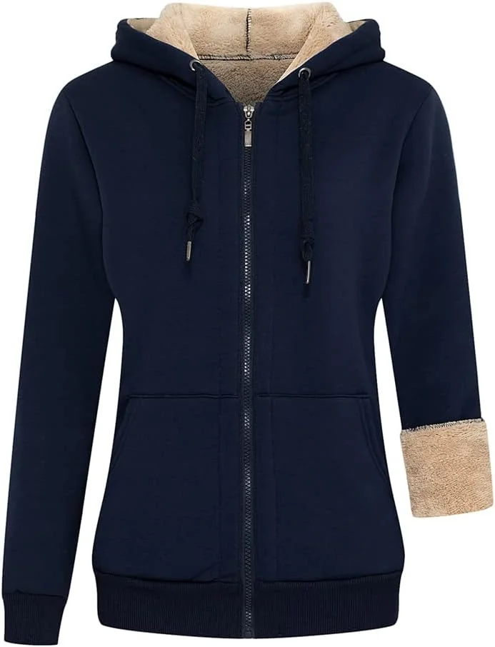 هودی ساده زنانه ژاکت زیپ دار پشمی گرم مناسب فصل زمستان برای بانوان هودی ساده زنانه ژاکت زیپ دار پشمی گرم مناسب فصل زمستان برای بانوان