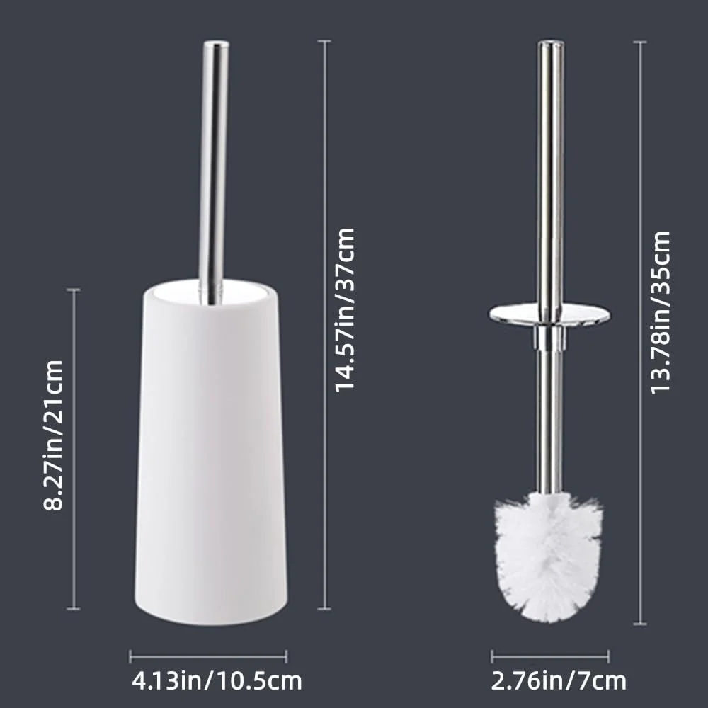 برس توالت Beauenty با نگهدارنده، بسته 2 عددی برس توالت و ست نگهدارنده، دسته بلند استیل 304، تمیز کردن عمیق 360 درجه، طراحی ارگونومیک، برس کاسه توالت برای حمام (سفید)