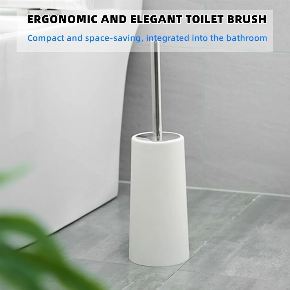 برس توالت Beauenty با نگهدارنده، بسته 2 عددی برس توالت و ست نگهدارنده، دسته بلند استیل 304، تمیز کردن عمیق 360 درجه، طراحی ارگونومیک، برس کاسه توالت برای حمام (سفید)