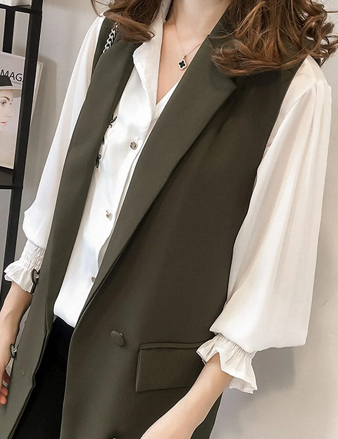 وست زنانه بلند و بدون آستین Arssm، کت بلیزر یقه برگردان، مناسب استفاده روزمره وست زنانه بلند و بدون آستین Arssm، کت بلیزر یقه برگردان، مناسب استفاده روزمره