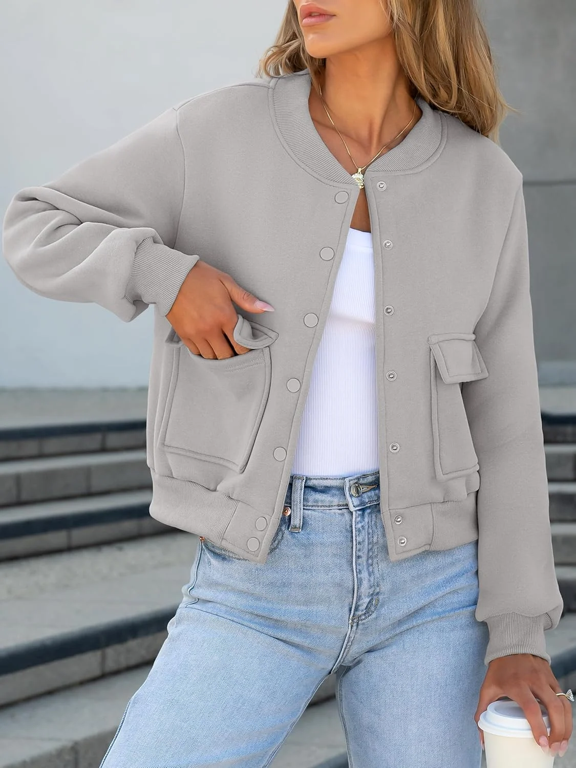 کت کوتاه زنانه ANRABESS، مدل بومبر، ترندی و کژوال، مناسب استایل وای تو کی، سال 2024