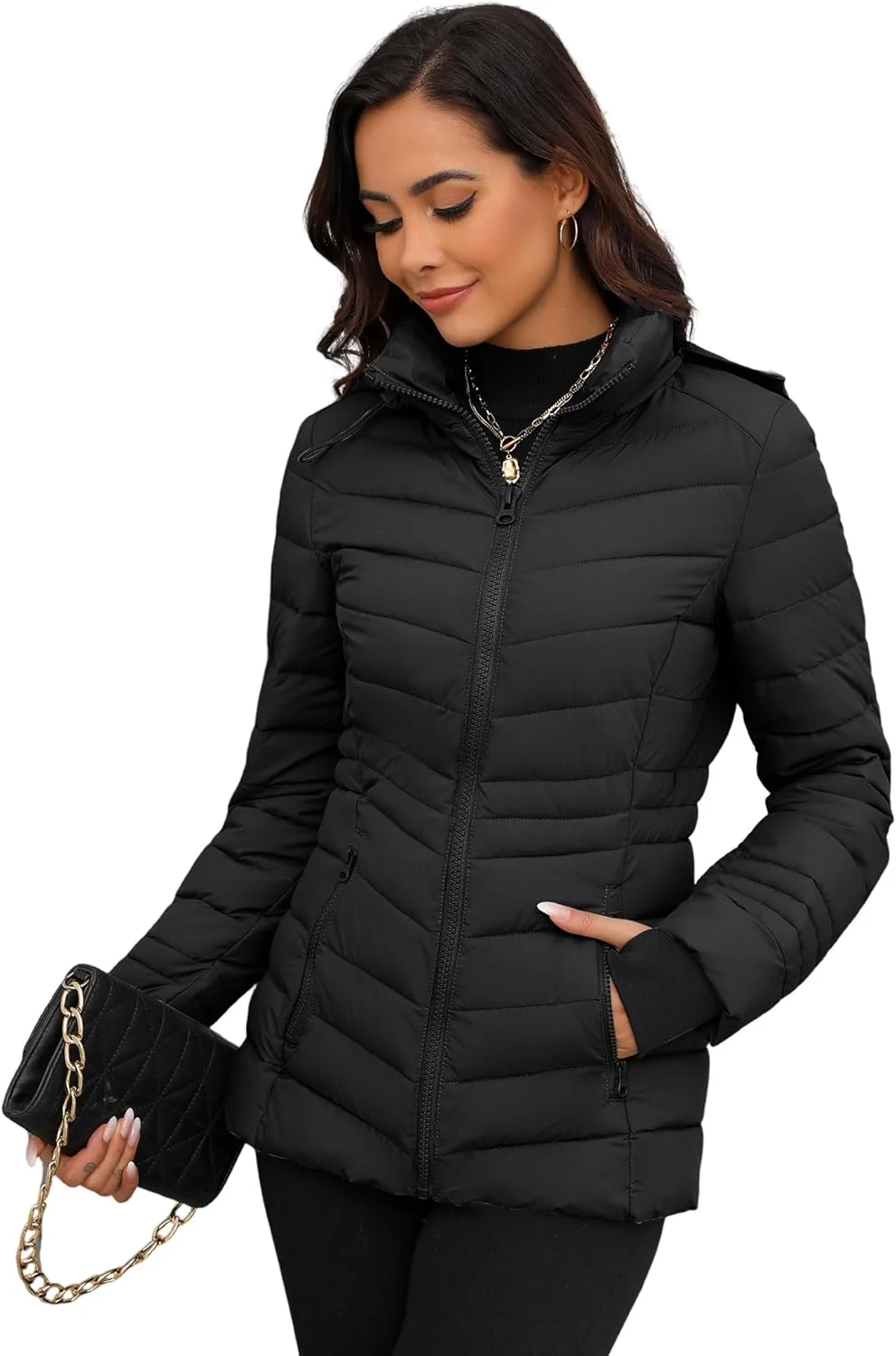 کت پفی زنانه ANOTHER CHOICE با کلاه جداشدنی، ژاکت پفی سبک وزن کت پفی زنانه ANOTHER CHOICE با کلاه جداشدنی، ژاکت پفی سبک وزن