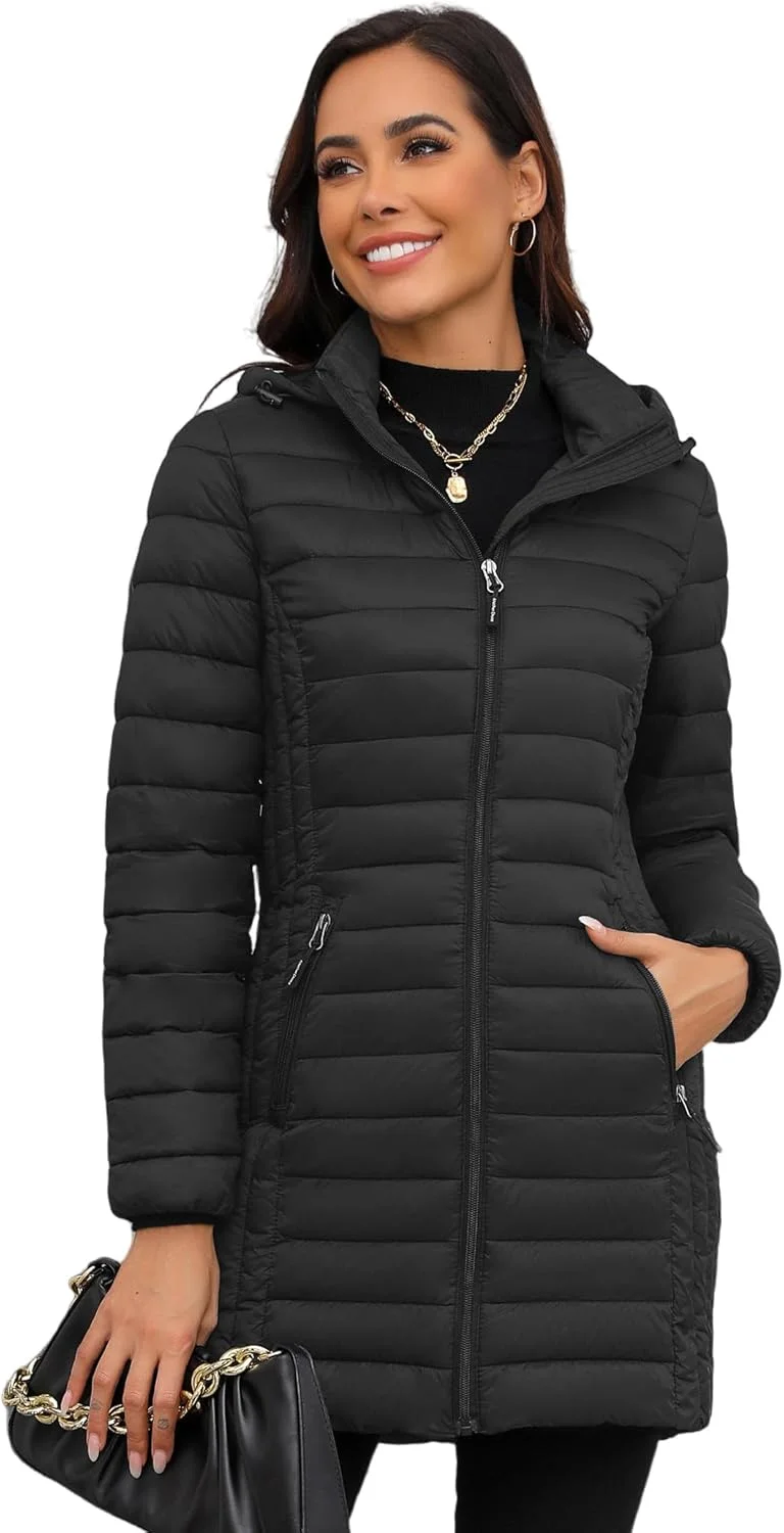 کت پفی فوق سبک زنانه ANOTHER CHOICE، کت پفی زمستانی با کلاه جداشدنی و پنل کشسان کت پفی فوق سبک زنانه ANOTHER CHOICE، کت پفی زمستانی با کلاه جداشدنی و پنل کشسان