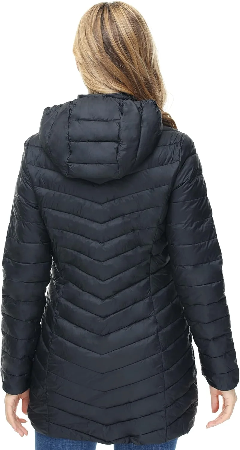 کت پفی زنانه دو طرفه ANOTHER CHOICE، کت زمستانی بلند کلاه دار گرم و لحافی با قابلیت پوشیدن از دو طرف