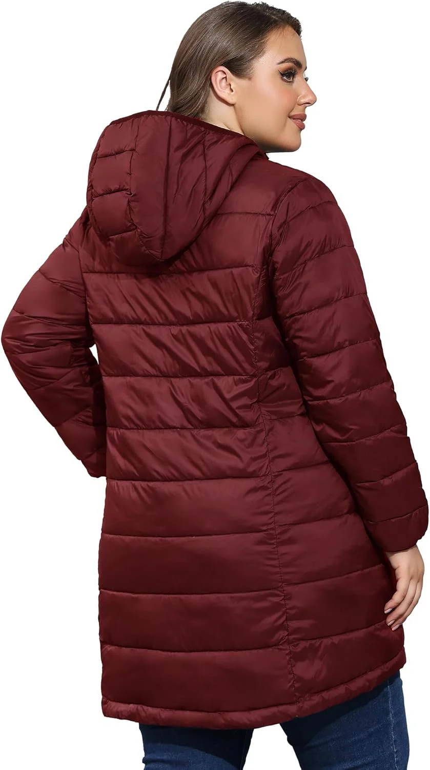 کت پفی زنانه قابل جمع شدن ANOTHER CHOICE، کت لحافی سبک وزن کلاه دار (سایز بزرگ 1X-6X) کت پفی زنانه قابل جمع شدن ANOTHER CHOICE، کت لحافی سبک وزن کلاه دار (سایز بزرگ 1X-6X)