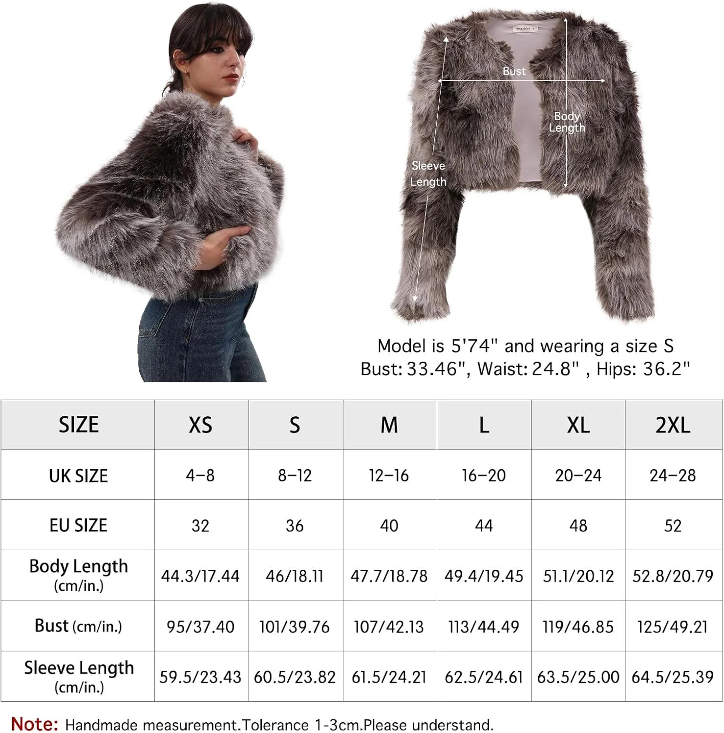 کت خز مصنوعی زنانه Amazhiyu، ژاکت آستین بلند زمستانی جلو باز یقه گرد، لباس بیرونی گرم و نرم با جیب