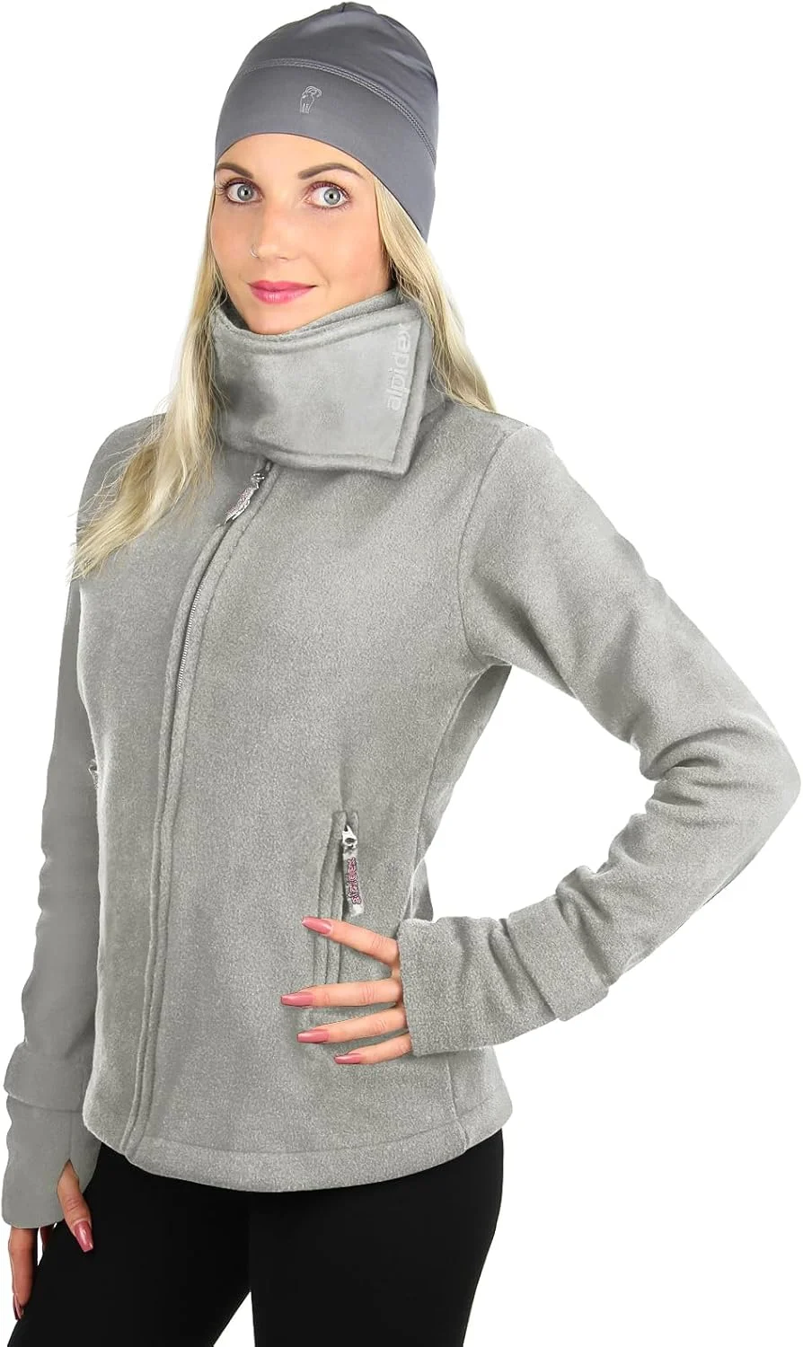 ژاکت پشمی زنانه آلپیدکس، گرم، نرم، یقه بلند، زیپ دار، مناسب پاییز، زمستان، بهار، آستین بلند، خزدار، لطیف، راحت، مناسب فضای باز، پیاده روی
