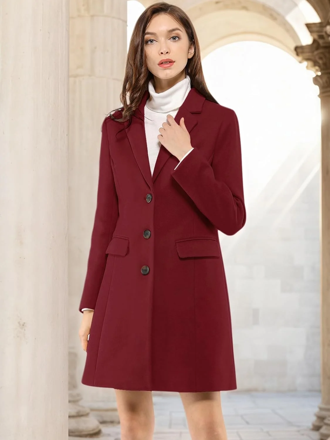 Allegra K Women's Long Sleeve Notched Collar Elegant Open Blazer Jacket