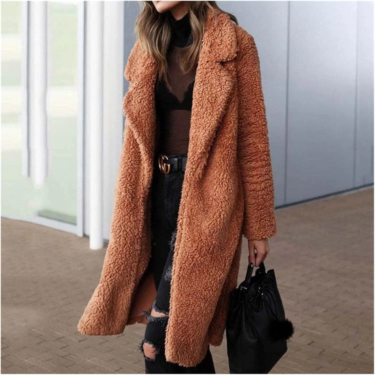 بارانی زنانه BEPHON مناسب پاییز و زمستان، کت بلند زنانه، کت خز مصنوعی زنانه، ژاکت خز گرم زنانه، کت تدی مخمل خواب دار