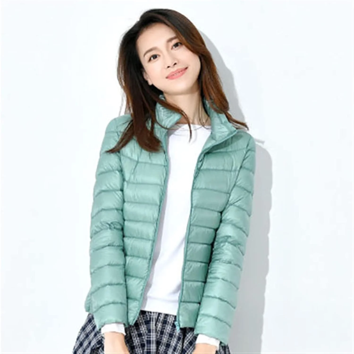 BEABAG ژاکت پایین کلاه دار زنانه، ژاکت پایین اردک زنانه، ژاکت کوسن دار کلاه دار زنانه بهاره و پاییزی، ژاکت پایین فوق العاده آسان (رنگ: سبز روشن، سایز: 7xl)