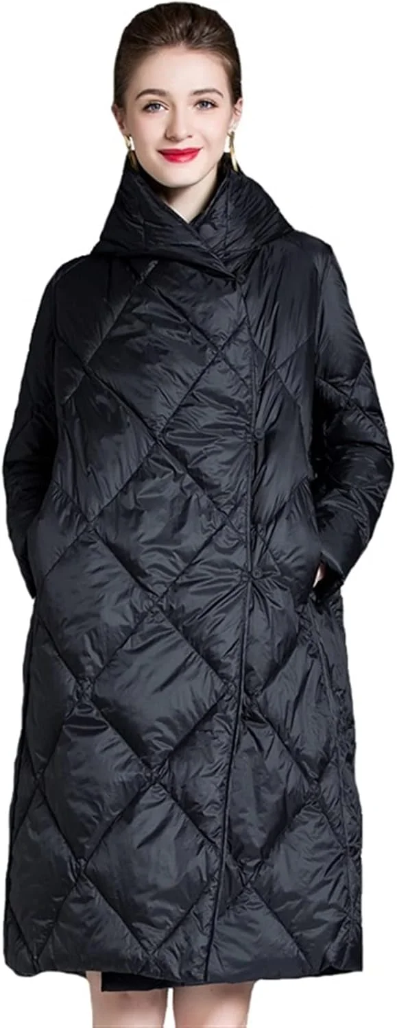 کت زمستانی زنانه BYBAGS، کاپشن بلند کلاه دار، گرم و ضخیم، مدل پافر، اورسایز و قابل حمل (رنگ: Hortel، سایز: S)