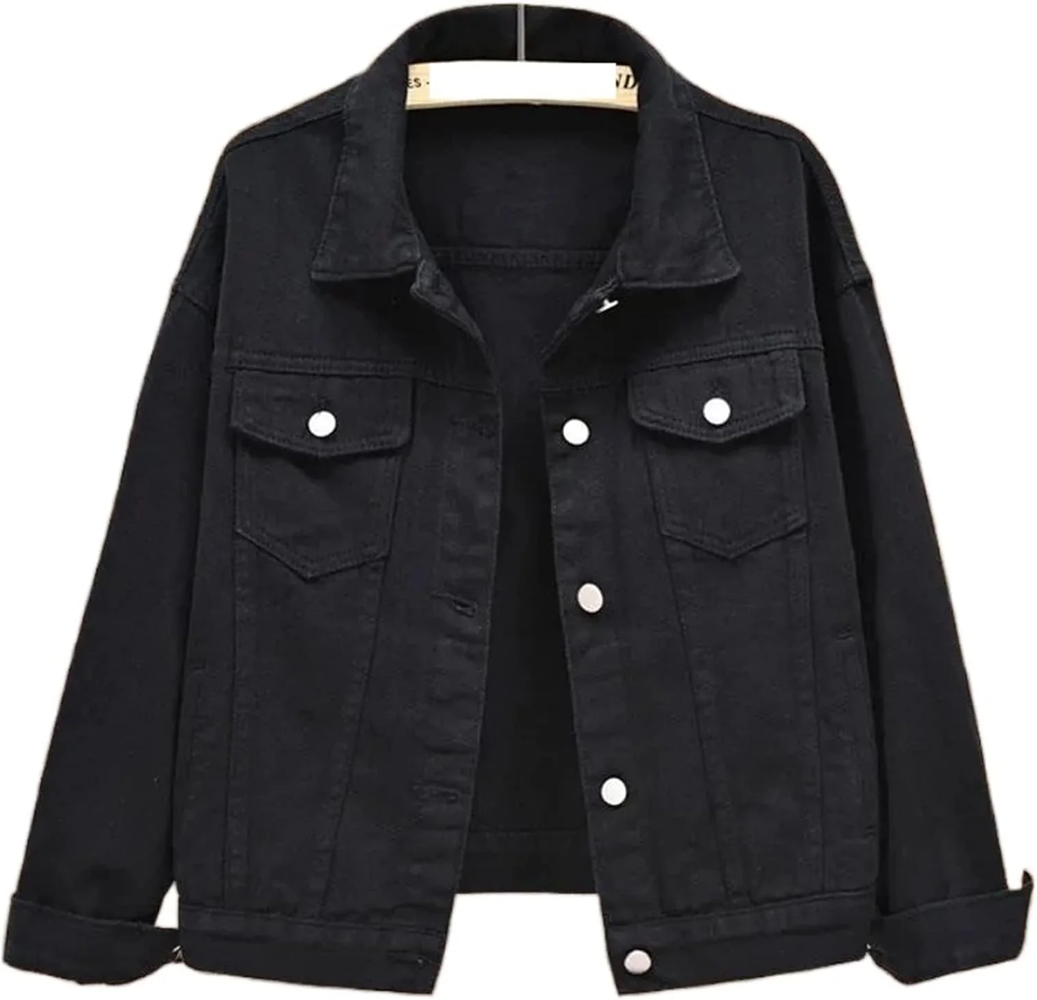 BUYUP کت زنانه ژاکت جین سفید زنانه ژاکت جین کوتاه گشاد بهاره و پاییزه آستین بلند تک سینه (رنگ: Hortel، سایز: کوچک)