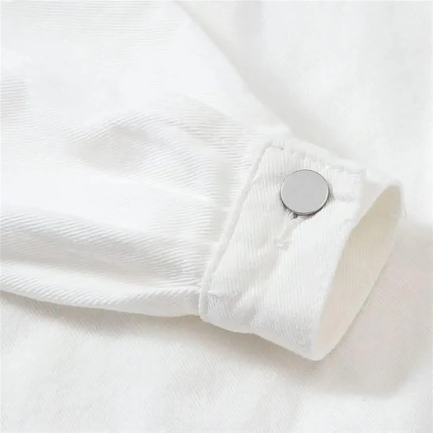 BUYUP کت زنانه ژاکت جین سفید زنانه ژاکت جین کوتاه گشاد بهاره و پاییزه آستین بلند تک سینه (رنگ: Hortel، سایز: کوچک)