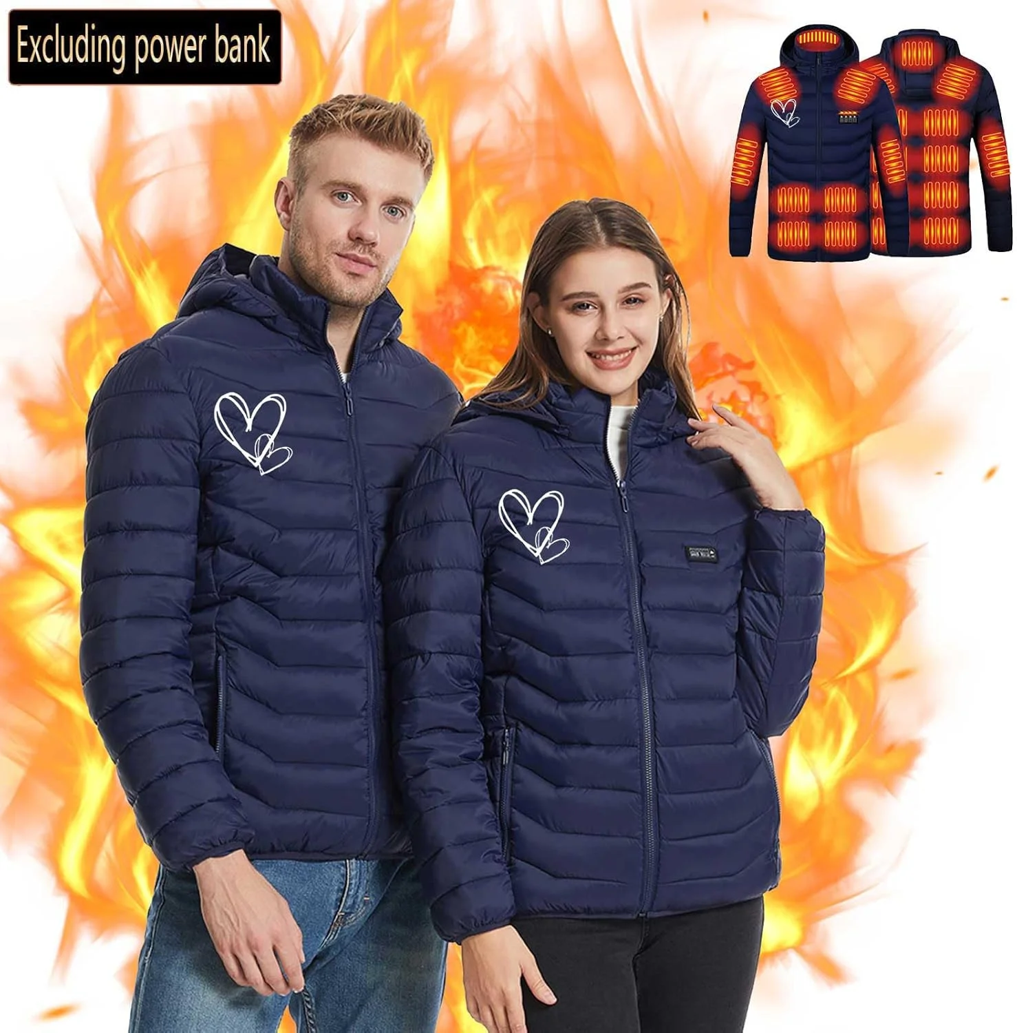 کت گرمایشی زنانه BOXIACEY، ژاکت گرم کننده برقی قابل شارژ، کت گرم شونده با کلاه جداشدنی