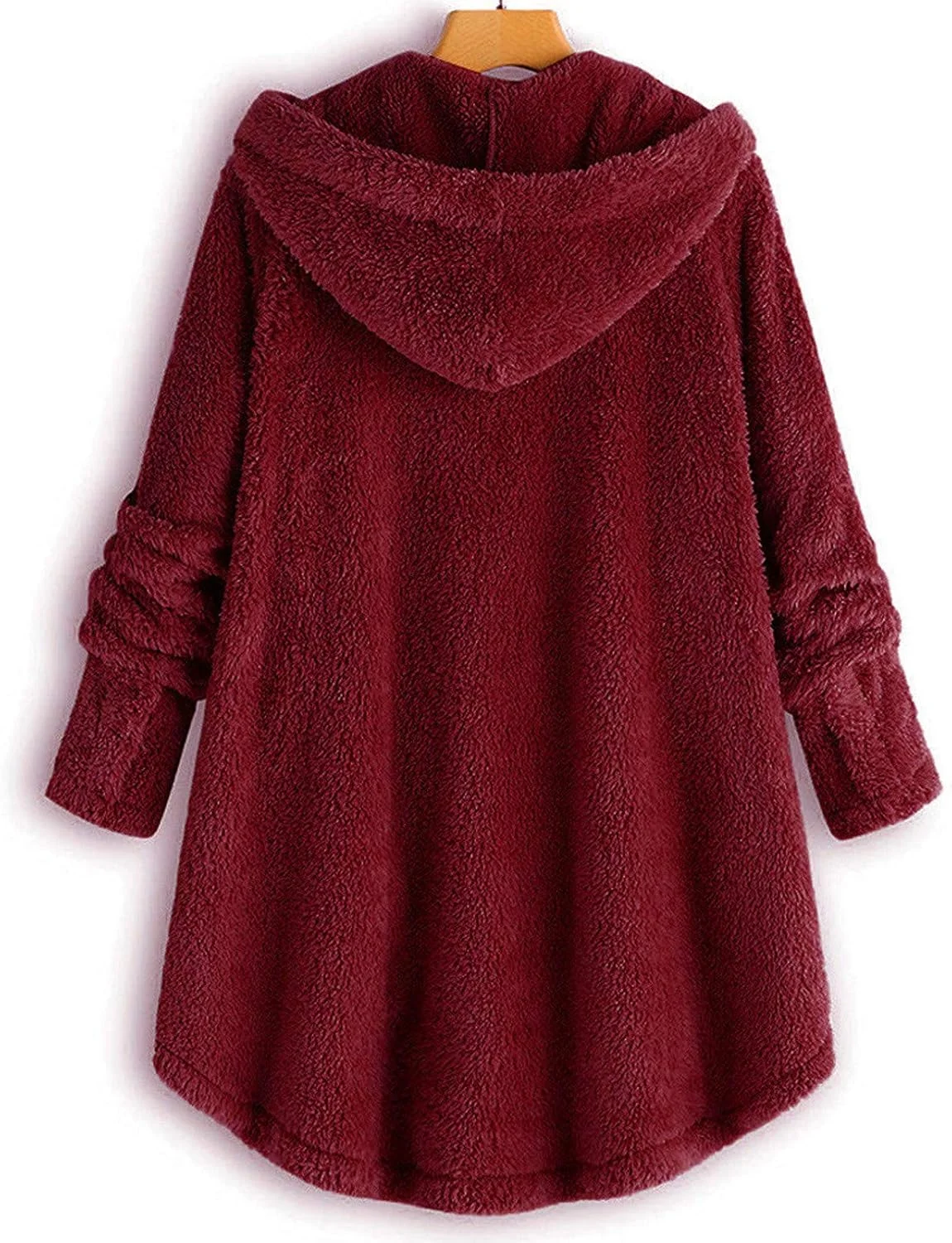 ژاکت پشمی BOXIACEY زنانه سایز بزرگ، کت تدی بر، ژاکت شرپا دکمه دار، کت های فازی کلاه دار با جیب