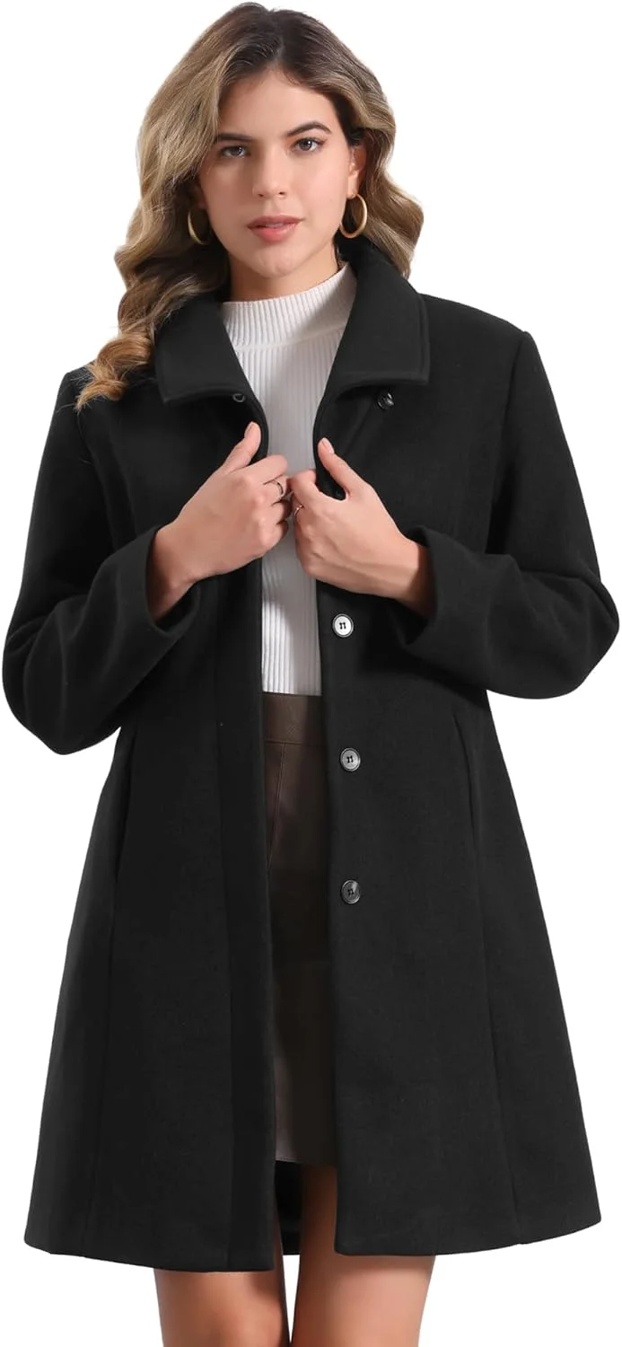 کت زمستانی شیک زنانه Allegra K مناسب کار، با یقه ایستاده و دکمه دار