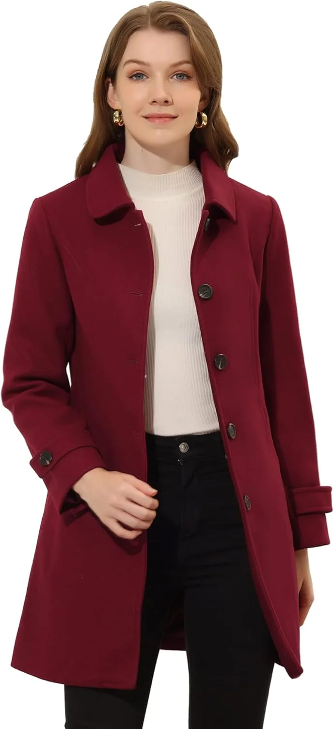 کت زمستانی زنانه الگرا کا، یقه پیتر پن، قد متوسط، مدل A-line، تک دکمه