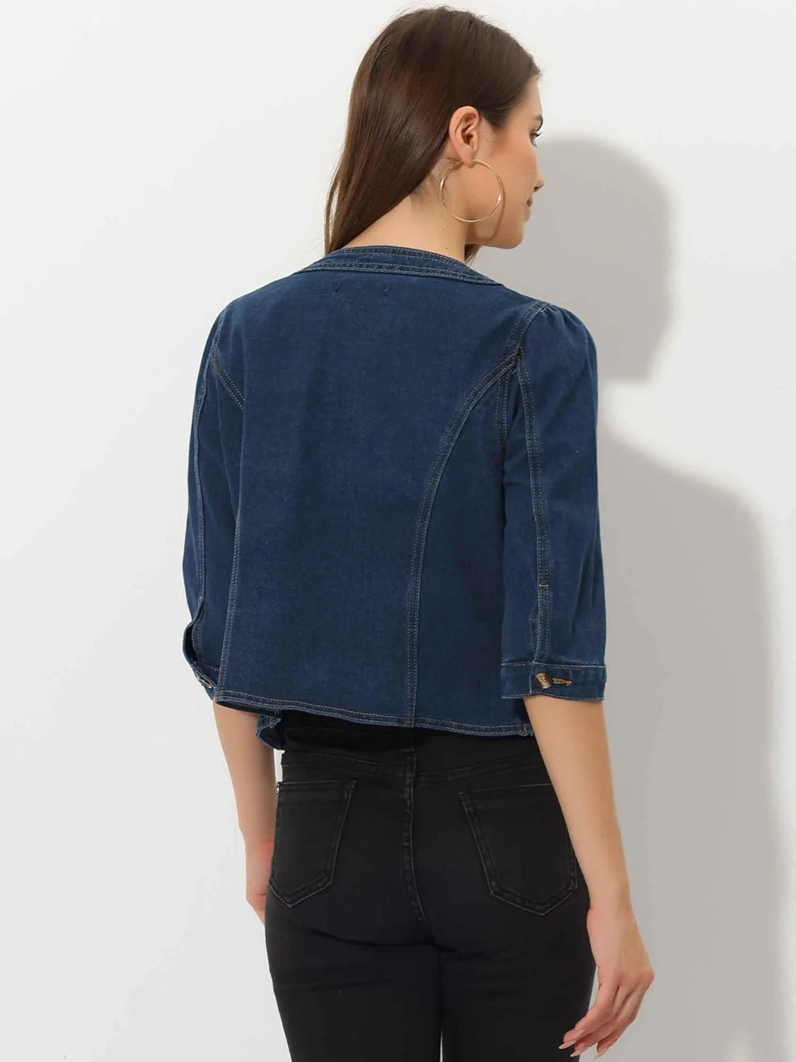 الگرا کا ژاکت جین زنانه آستین سه ربع کوتاه