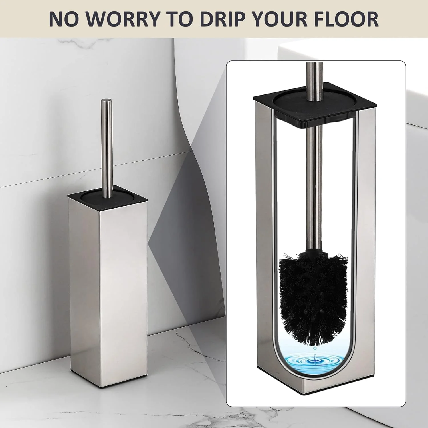 جا دستمال توالت ایستاده BGL، نیکل برس خورده، استیل ضد زنگ 304، برس و جا دستمال توالت SUS304 برای حمام - صرفه جویی در فضا، محکم، تمیز کننده عمیق، برس پوشیده شده