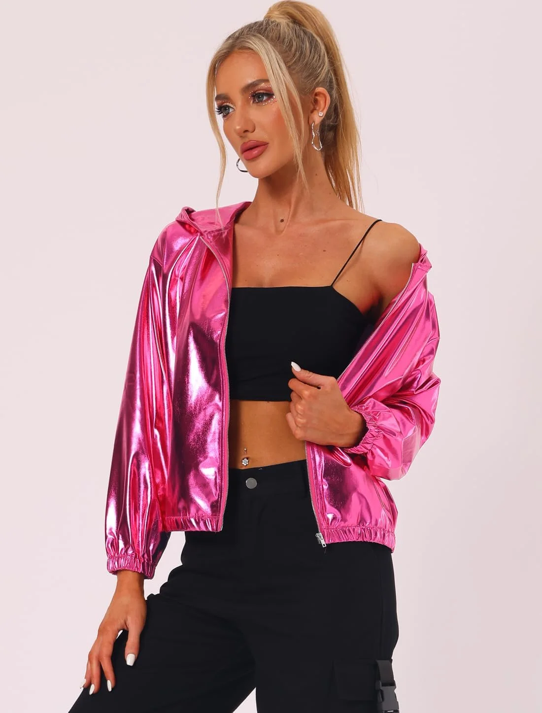 Allegra K ژاکت کلاه دار زنانه