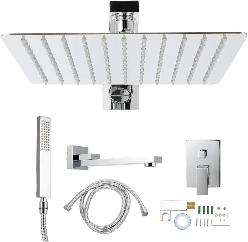 JNKC Shower Body Spray System, G1/2in Thread Wall Mount Concealed Shower Panel Bathroom Shower Set Rainfall Showerhead Top Spray Hand Shower Head Faucet Kit for Home/Hotels/Apartments JNKC Shower Body Spray System, G1/2in Thread Wall Mount Concealed Shower Panel Bathroom Shower Set Rainfall Showerhead Top Spray Hand Shower Head Faucet Kit for Home/Hotels/Apartments