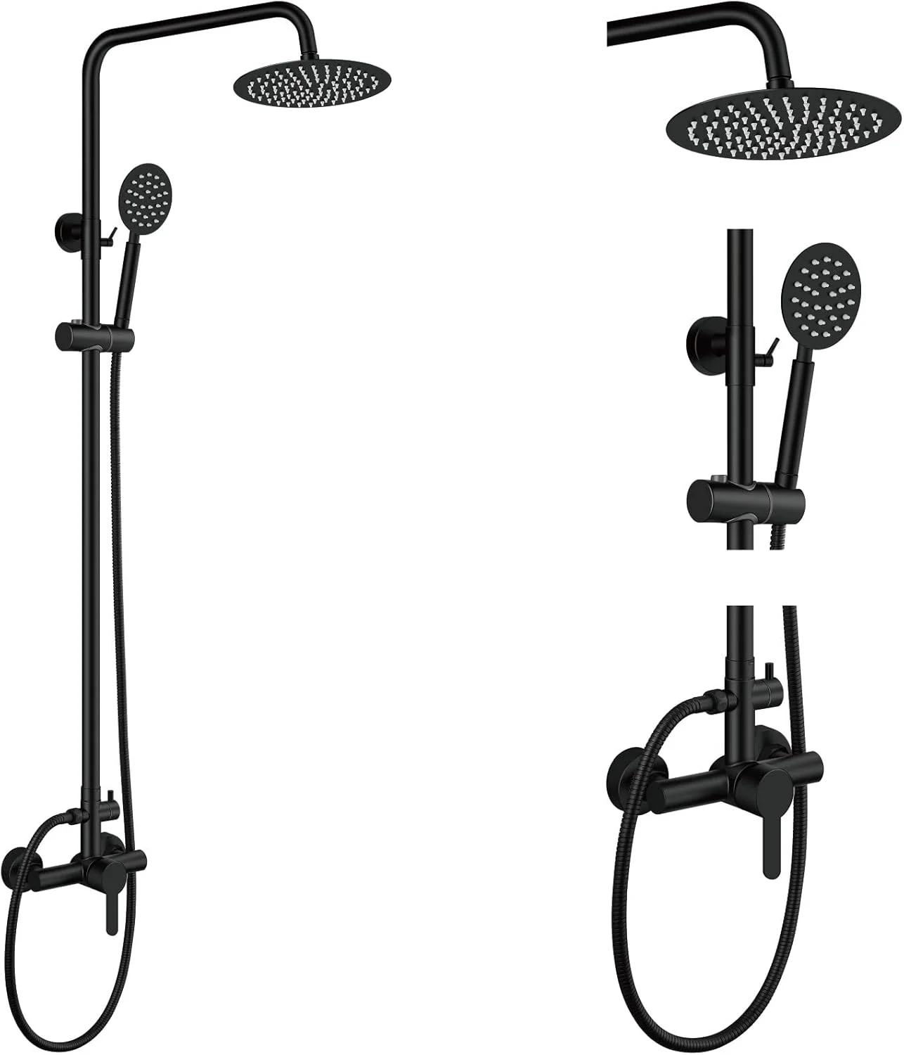 Aolemi Outdoor Shower Faucet Matte Black SUS304 Shower Fixture Combo Set Stainless Steel 8 inch Rainfall Shower Head Kit Single Handle High Pressure Hand Spray Wall Mount 2 Dual Function Single Handle Aolemi Outdoor Shower Faucet Matte Black SUS304 Shower Fixture Combo Set Stainless Steel 8 inch Rainfall Shower Head Kit Single Handle High Pressure Hand Spray Wall Mount 2 Dual Function Single Handle