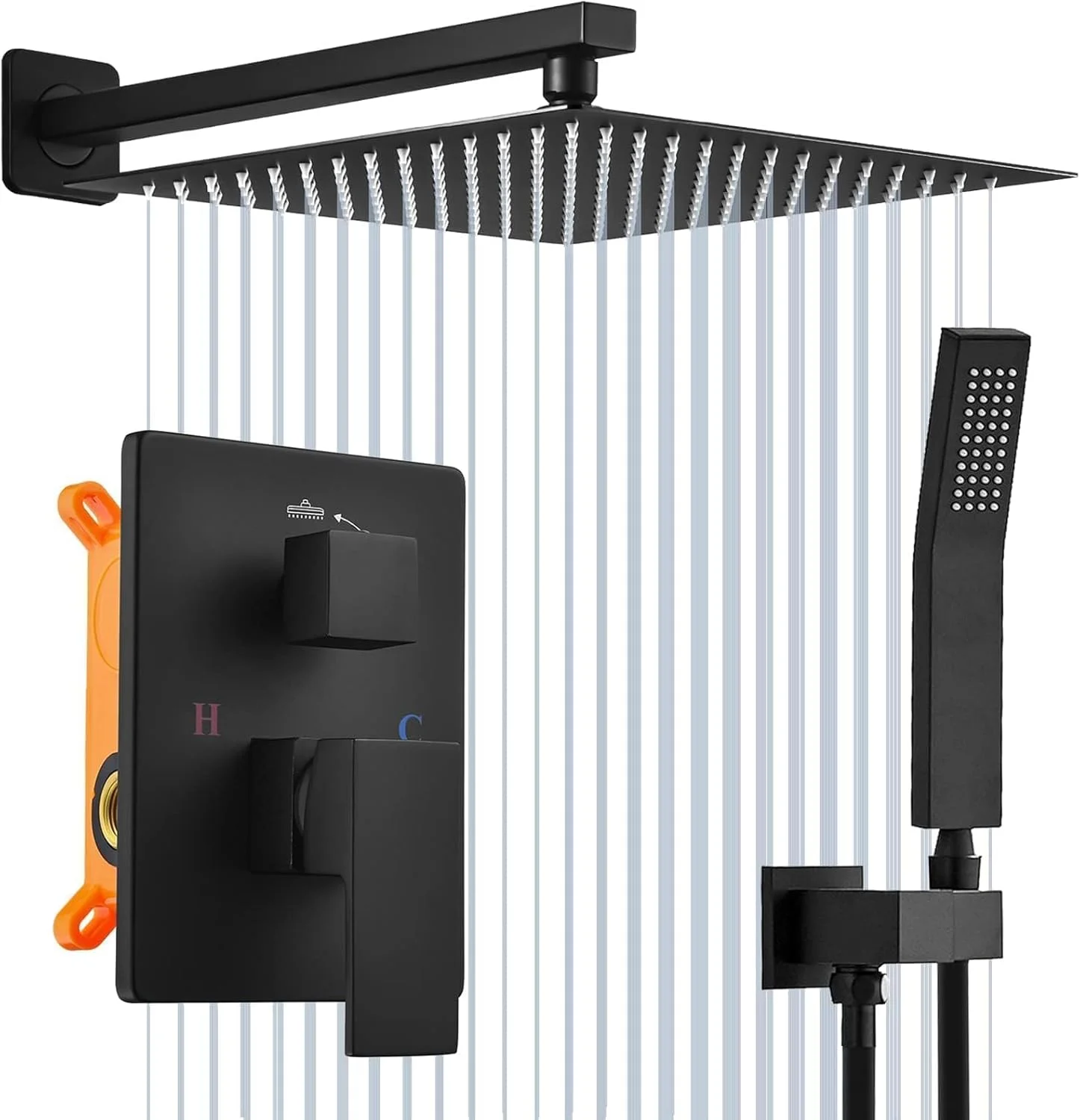 Beati Faucet Shower Set Complete - Rain Shower System with 10" Rain Shower Head and Handheld Spray- Wall Mount Shower Fixtures/Kit Set with Valve,Matte Black Beati Faucet Shower Set Complete - Rain Shower System with 10" Rain Shower Head and Handheld Spray- Wall Mount Shower Fixtures/Kit Set with Valve,Matte Black