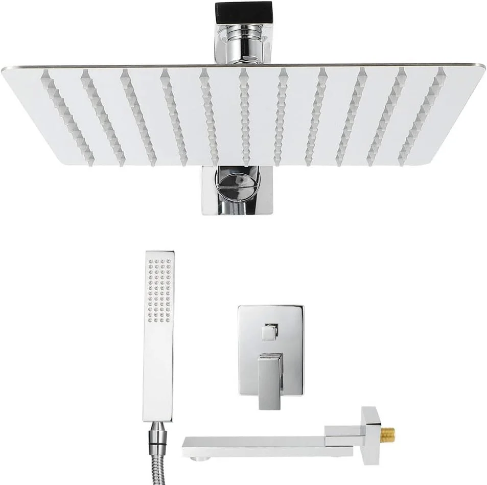 JNKC Shower Body Spray System, G1/2in Thread Wall Mount Concealed Shower Panel Bathroom Shower Set Rainfall Showerhead Top Spray Hand Shower Head Faucet Kit for Home/Hotels/Apartments JNKC Shower Body Spray System, G1/2in Thread Wall Mount Concealed Shower Panel Bathroom Shower Set Rainfall Showerhead Top Spray Hand Shower Head Faucet Kit for Home/Hotels/Apartments