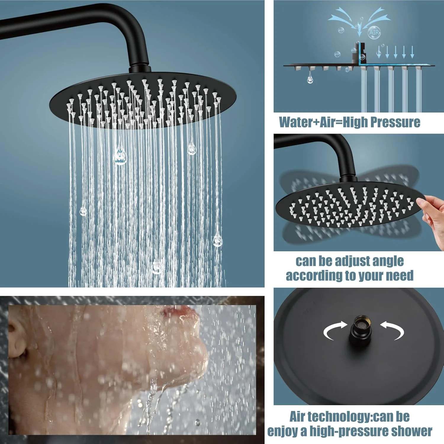 Aolemi Outdoor Shower Faucet Matte Black SUS304 Shower Fixture Combo Set Stainless Steel 8 inch Rainfall Shower Head Kit Single Handle High Pressure Hand Spray Wall Mount 2 Dual Function Single Handle Aolemi Outdoor Shower Faucet Matte Black SUS304 Shower Fixture Combo Set Stainless Steel 8 inch Rainfall Shower Head Kit Single Handle High Pressure Hand Spray Wall Mount 2 Dual Function Single Handle