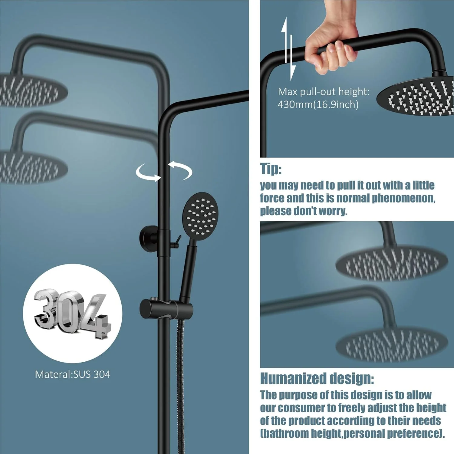 Aolemi Outdoor Shower Faucet Matte Black SUS304 Shower Fixture Combo Set Stainless Steel 8 inch Rainfall Shower Head Kit Single Handle High Pressure Hand Spray Wall Mount 2 Dual Function Single Handle Aolemi Outdoor Shower Faucet Matte Black SUS304 Shower Fixture Combo Set Stainless Steel 8 inch Rainfall Shower Head Kit Single Handle High Pressure Hand Spray Wall Mount 2 Dual Function Single Handle