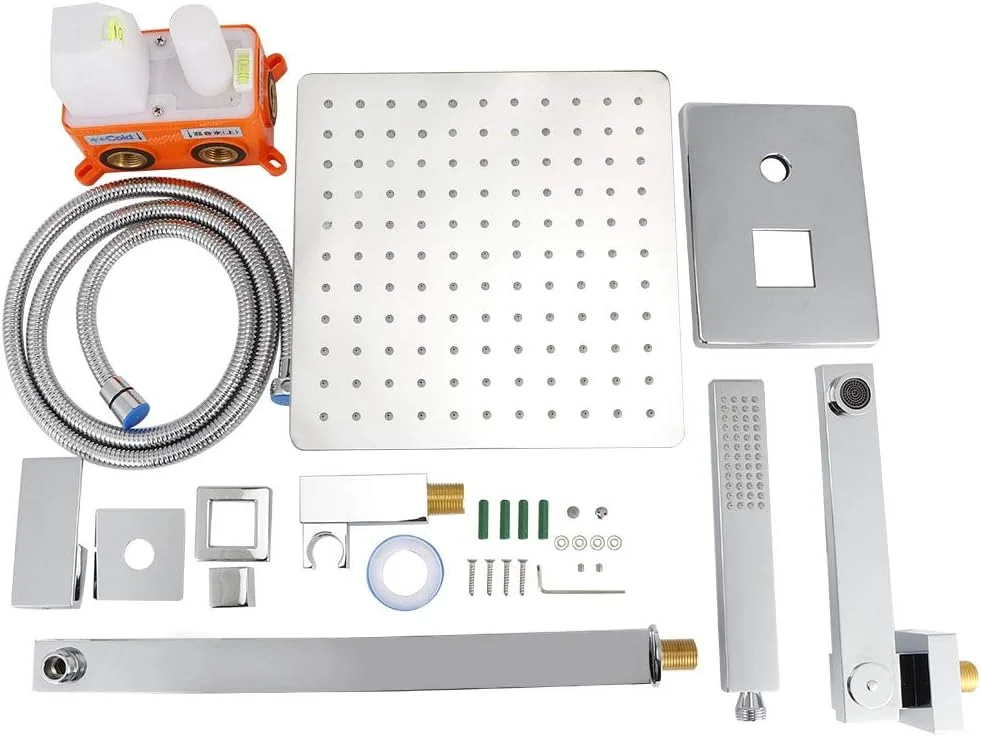 JNKC Shower Body Spray System, G1/2in Thread Wall Mount Concealed Shower Panel Bathroom Shower Set Rainfall Showerhead Top Spray Hand Shower Head Faucet Kit for Home/Hotels/Apartments JNKC Shower Body Spray System, G1/2in Thread Wall Mount Concealed Shower Panel Bathroom Shower Set Rainfall Showerhead Top Spray Hand Shower Head Faucet Kit for Home/Hotels/Apartments
