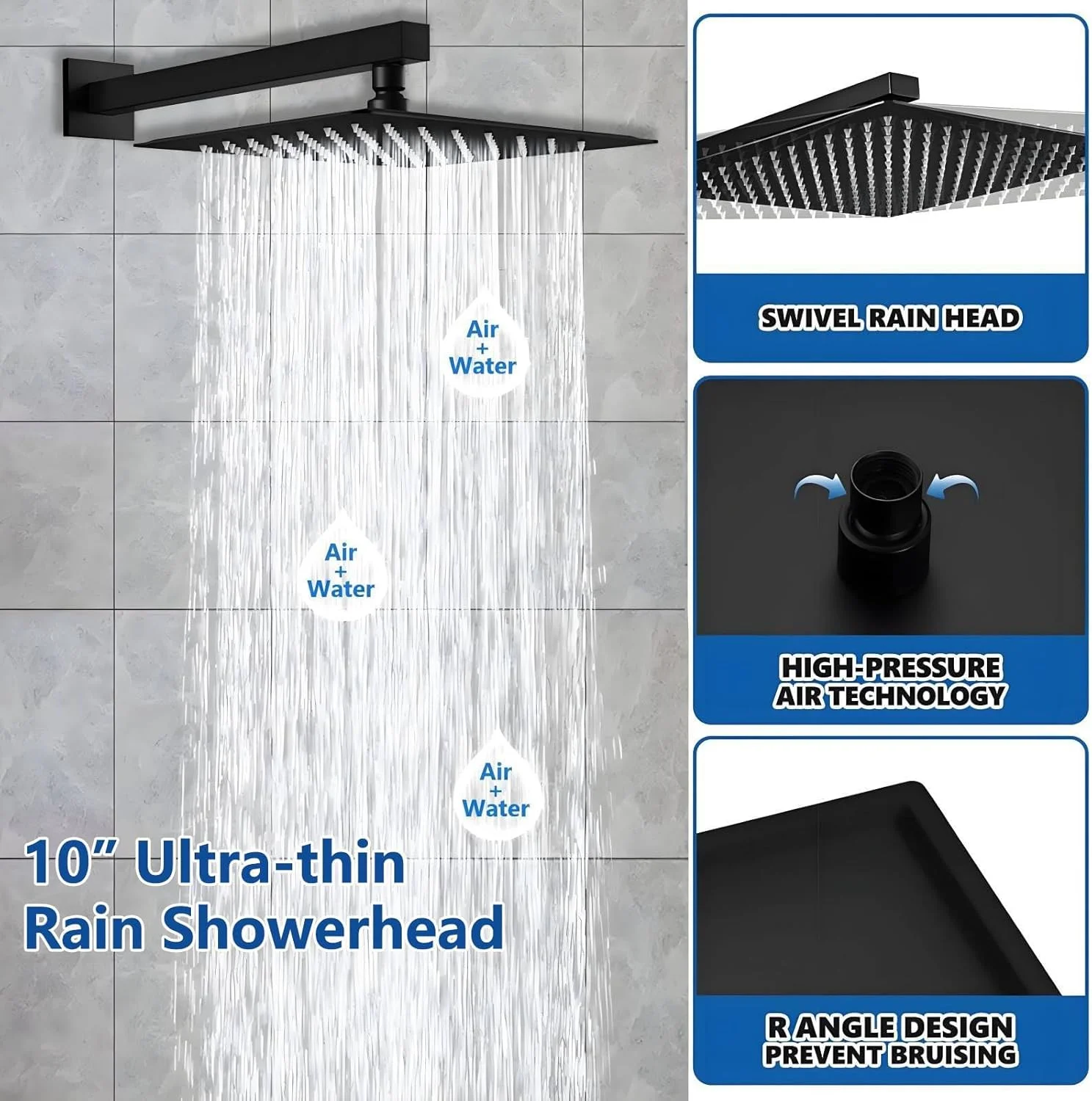 Beati Faucet Shower Set Complete - Rain Shower System with 10" Rain Shower Head and Handheld Spray- Wall Mount Shower Fixtures/Kit Set with Valve,Matte Black Beati Faucet Shower Set Complete - Rain Shower System with 10" Rain Shower Head and Handheld Spray- Wall Mount Shower Fixtures/Kit Set with Valve,Matte Black