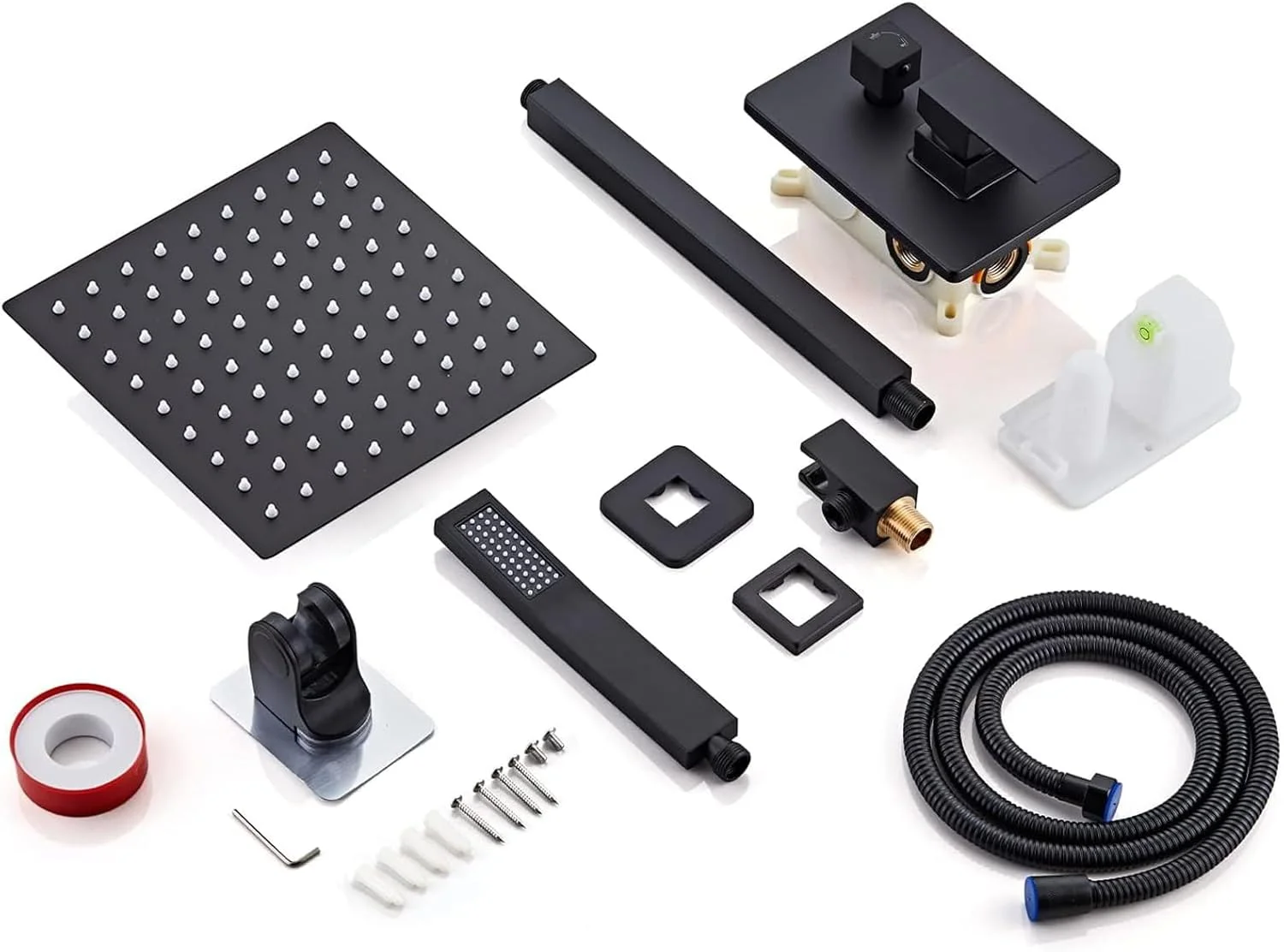 RTOBWEYE Shower Faucet Set Matte Black Shower System with 20cm Rain Shower Head, Ceiling Mount with 3-Setting Handheld Shower Combination System, Stainless Steel, Bathroom (Set A) RTOBWEYE Shower Faucet Set Matte Black Shower System with 20cm Rain Shower Head, Ceiling Mount with 3-Setting Handheld Shower Combination System, Stainless Steel, Bathroom (Set A)