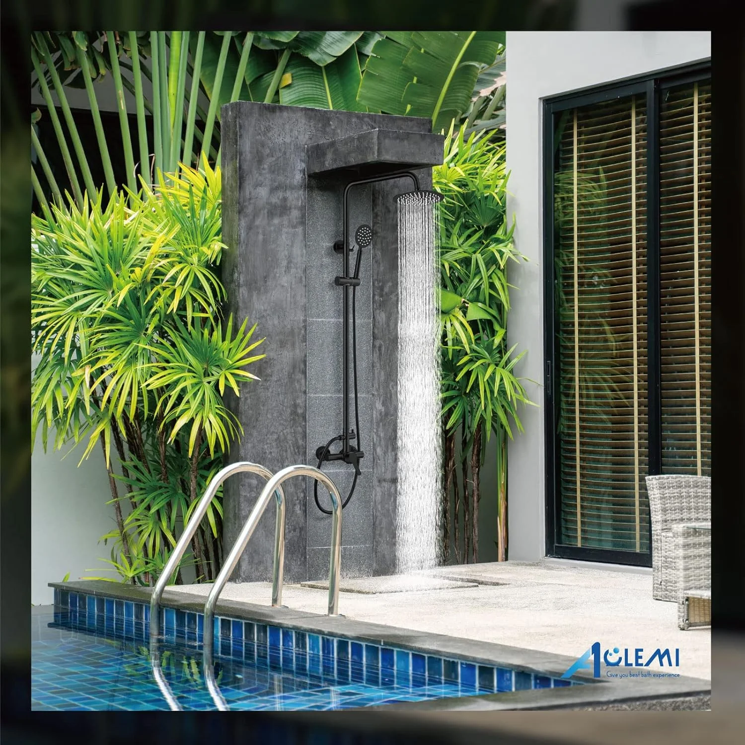 Aolemi Outdoor Shower Faucet Matte Black SUS304 Shower Fixture Combo Set Stainless Steel 8 inch Rainfall Shower Head Kit Single Handle High Pressure Hand Spray Wall Mount 2 Dual Function Single Handle Aolemi Outdoor Shower Faucet Matte Black SUS304 Shower Fixture Combo Set Stainless Steel 8 inch Rainfall Shower Head Kit Single Handle High Pressure Hand Spray Wall Mount 2 Dual Function Single Handle